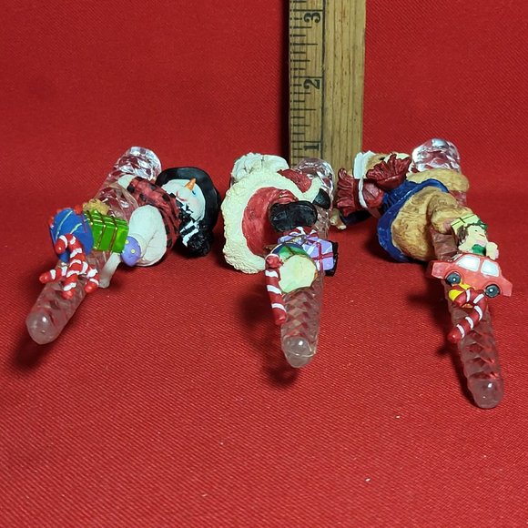 VTG Snowman Santa Bear Climbing Icicle Glass Christmas Ornament set of 3 - Picture 6 of 13